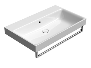 NUBES 80X50 - Rectangular ceramic washbasin with towel rail _ GSI ceramica